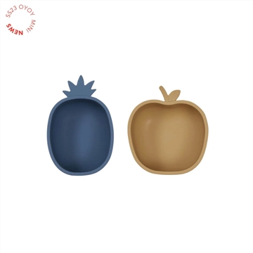 OYOY Yummy Pineapple And Apple Snack Bowl Blue Light Rubber